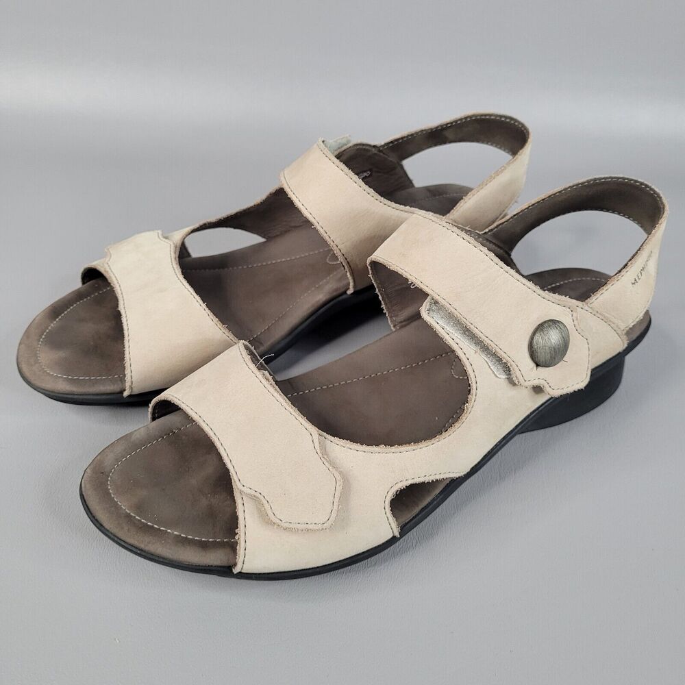 Mephisto Women's Prudy Beige Bucksoft Comfort Sandal Slingback Open Toe Size 10